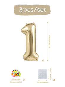 MINKOJA 32 Inch White Gold Number Foil Balloon With Colorful Pom Pom DIY For Birthday Party Decorations, Wedding, BabyShower, Party Supplies(Self-Adhesive Pom-Poms, Random Color) - View 14