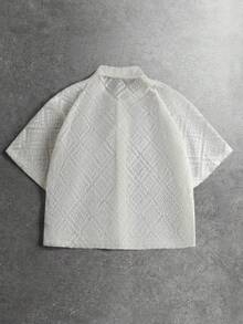 STYNVO Men's Short Sleeve Single-Breasted Button-Up Semi-Transparent Shirt - Beige - View 2