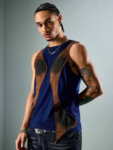 ROMWE MEN Street Life Men's Contrast Color Printed Zebra Retro Vest - Multicolor - View 5