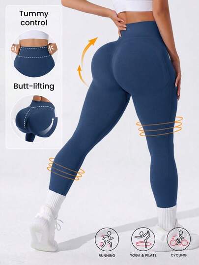 SHEIN Rhythm Era Pantalones de yoga de cintura alta ajustados para mujer talla grande, leggings de yoga con efecto levantador de glúteos, pantalones deportivos para correr y fitness, adecuados para trotar, yoga y fitness