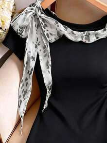 GlowEve Women's Shoulder Knot Raglan Short Sleeve Fashion T-Shirt - Black - View 3