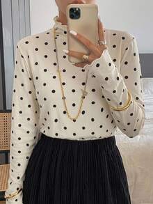 FRIFUL Women's Mesh Sheer High Neck Tee, See-Through Blouse For Summer Long Sleeve Women - Apricot - View 11