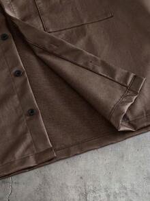 AXEPEAK Men's Casual Short Sleeve Shirt, Summer - Brown - View 3