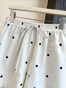 GlowEve CURVE Plus Size Women's Polka Dot Loose Casual Cute Woven Daily Sweet Beach Vacation Lazy Relaxed Vintage Korean Style Commute Shorts Summer - White - View 4
