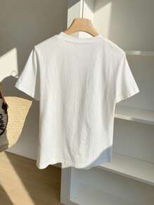 INAWLY Cartoon Graphic Drop Shoulder Oversize Tee For Summer Graphic Tees Women Tops - White - View 2