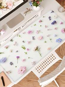 1 PC Extra Large Non Slip Rubber Base Stitched Edges Durable Smooth Surface Pastel Floral Gaming Desk Pad For Women Office Gaming Setup Gift For Her Spring Summer Large Desk Mat Cute Mouse Pad Aesthetic Desk Accessories - multicolor - View 5