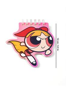 THE POWERPUFF GIRLS X SHEIN 60 Pages Cartoon Character Diary Handbook Pocket Book, Easy To Carry - B-Pink - View 3