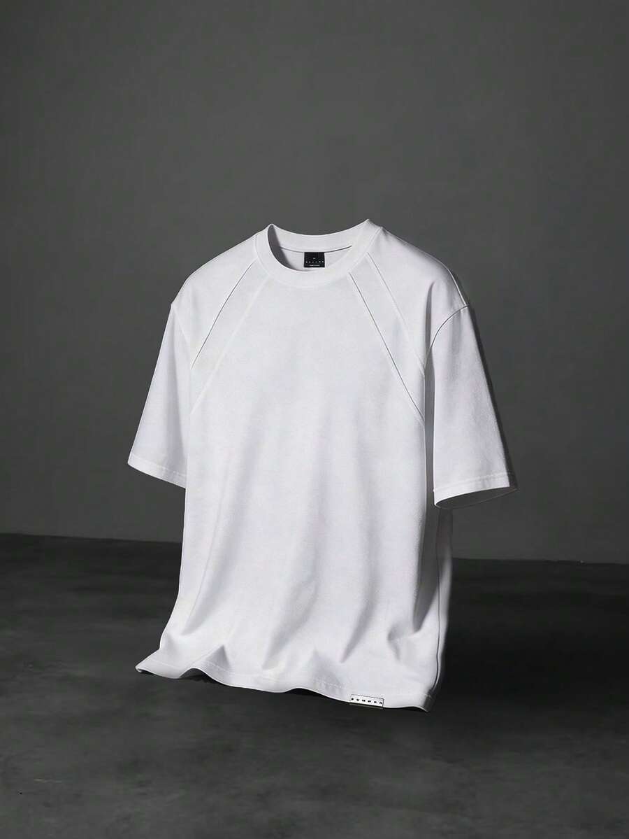 SUMWON Oversized Crew Neck Short Sleeve Solid Plain T-Shirt Casual Everyday Relaxed Fit Summer Essential - White - View 1
