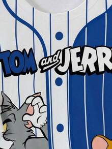 TOM & JERRY X SHEIN 男士卡通印花宽松休闲短袖T恤 - 白色 - 查看 3
