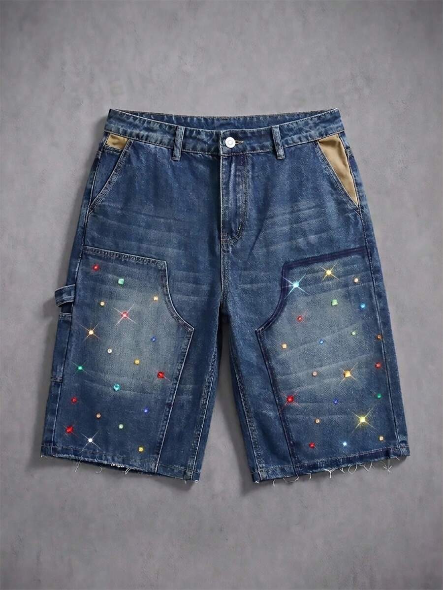 Manfinity Denimwave Men's Gothic Punk Style Denim Bermuda Shorts - Blue - View 1