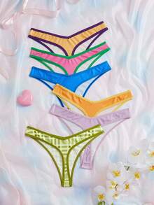 Eraneu Women's Printed Comfortable Thong Panties 6-Pack - Multicolor - View 2