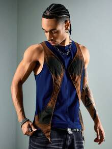 ROMWE MEN Street Life Men's Contrast Color Printed Zebra Retro Vest - Multicolor - View 4