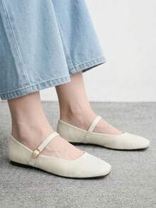 CUCCOO BIZCHIC Ladies Four Seasons Commuter Elegant Leisure Vacation Comfortable Soft Solid Soft Light Textured Flat Shoes - White - View 3