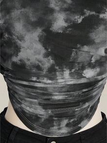 SHEIN ICON 大尺碼女款紮染圖案休閒百搭 2 合 1 T恤 - 黑色 - 查看 5