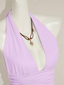 SHEIN ICON Halloween Women's Halter Backless Lavender Babydoll Tank Top Beach Vacation Summer Tropical - Mauve Purple - View 9