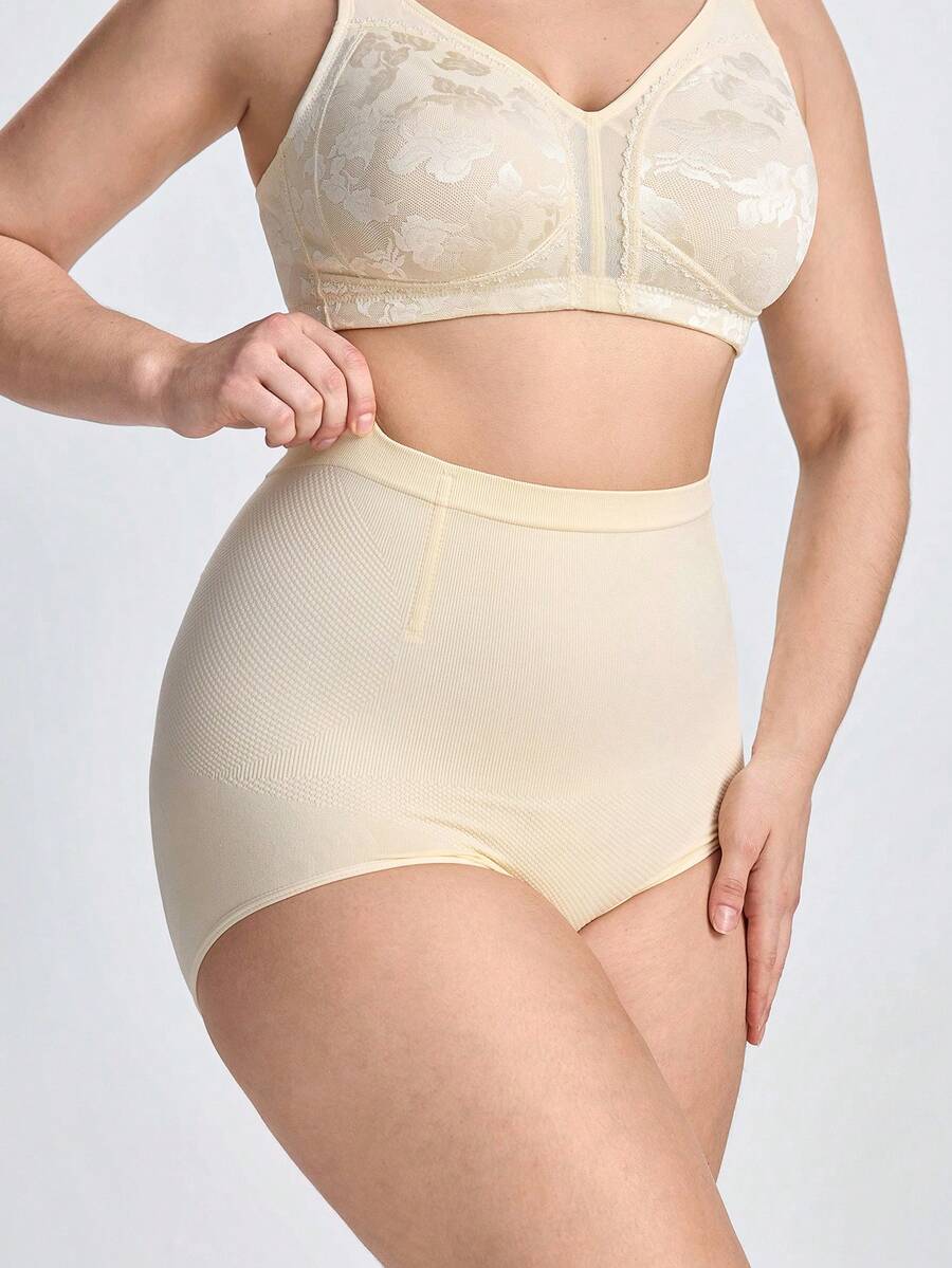 Slumbrini 1pc Women High Waist Seamless Shapewear, Strong Tummy Control And Butt Lift, Plus Size - Beige - View 1
