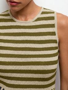 Maija Women's Round Neck Olive Green Colorblock Casual French Elegant Minimalist Party Brunch Travel Knit Dress Autumn Going Out Outfits - Army Green - View 5