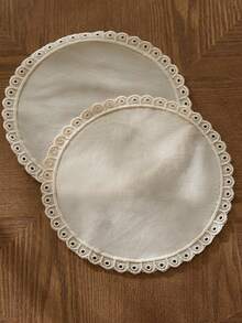 1 Stück, bestickter Spitzen-Cut Out-Beige-Aprikosen-Untersetzer, frischer natürlicher Kaffee-Untersetzer, Wärmedämmungspolster, Wärmedämmungsschicht schützt den Schreibtisch. - Verschiedenfarbig - Übersicht 6