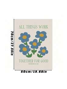 1pc Vintage Blue Psalms Christian Bible Verse Canvas Wall Art – Floral Painting Print For Room Decor, Inspirational Scripture Poster, Optional Frame - multicolor - View 29