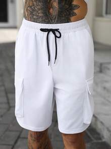 Manfinity CasualCool 男士春夏T恤套裝，白色布料成熟休閒拉鍊設計 - 白色 - 查看 4