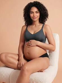 SHEIN Maternity Solid Color Nursing Bra For Mother - Black - View 2