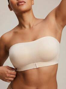 Barelissa Comfy Plus Size Strapless Knitted Bra With Non-Slip Support For Casual Wear Strapless Bra Wireless Bras Strapless Bra For Big Boobs Seamless - Apricot - View 2