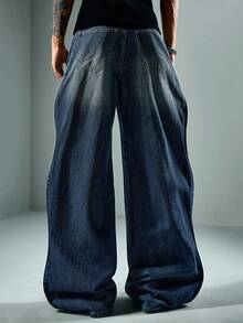 ROMWE MEN Street Life Herren Casual Fashion Street Alltags-Pendler Verwaschen Gewellte Jeans - Blau - Übersicht 3