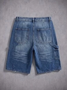 Manfinity Denimwave Men's Gothic Punk Style Denim Bermuda Shorts - Blue - View 2