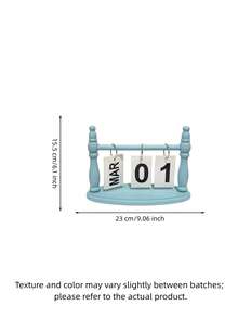 Zazumi 1pc 23cm Vintage Wooden Flip Perpetual Calendar, Simple Desktop Date Display Ornament, Manual Desk Calendar Photo Prop For Home, Office, Study Room, Dorm, Bookshelf Decor & Gift - multicolor - View 10
