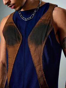 ROMWE MEN Street Life Men's Contrast Color Printed Zebra Retro Vest - Multicolor - View 2