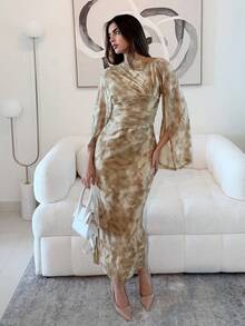 Modelyn Women's Elegant Floral Print Arabian Dress - Multicolor - View 4