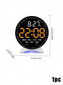 Reloj despertador digital LED redondo con luz nocturna RGB, doble alarma, pantalla de fecha y semana, brillo ajustable, reloj de escritorio moderno para dormitorio, oficina y decoración del hogar - Multicolor - Ver 14