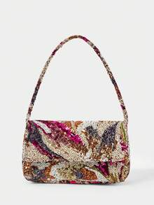 SHECARRY Ladies, Women Shoulder Bag, Evening Bag, Colorful Floral And Plant Sequins, Fashionable, Luxury, ,For Cocktail Party, Party, Prom, Club, Date, Birthday, Evening, Date Nigh, Banquet(Random Pattern) - Multicolor - View 4