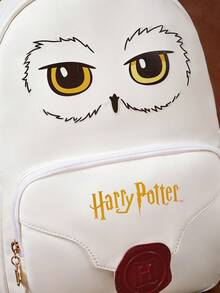 HARRY POTTER X SHEIN 1件巫師學校貓頭鷹主題信封式軟PU皮革後背包，3D蠟封裝飾休閒日用包，適合學校與旅行，魔幻迷與學生的完美禮物 - 白色 - 查看 7
