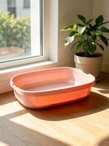 1 Semi-Enclosed Cat Litter Box, Thickened Anti-Splash Open Pet Toilet - Pink - View 2