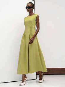 Aveloria Modichic Women's Solid Color Casual Elegant Minimalist Party Office Dress Olive Green Summer - Green - View 4