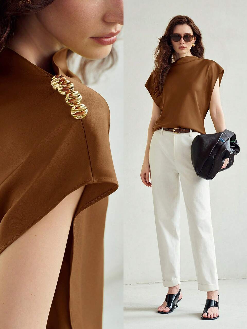 WOMEN'S SUMMER FASHION COMMUTE MINIMALIST SOLID COLOR ASYMMETRICAL NECKLINE BATWING SLEEVE LOOSE FIT T-SHIRT