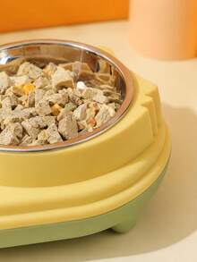PETSIN 1SET 2 In 1 Automatic Water Supply Pet Double Bowl Feeder / Plastic Frame Stainless Steel Food Basin Cute Cat Head Shape Anti Slip Pet Feeding Tray, No Spill Splash Resistant Water Storage Design Easy Clean Detachable Structure - 500ml - View 6