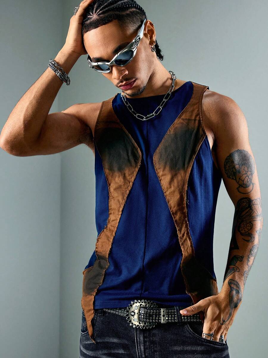 ROMWE MEN Street Life Men's Contrast Color Printed Zebra Retro Vest - Multicolor - View 1