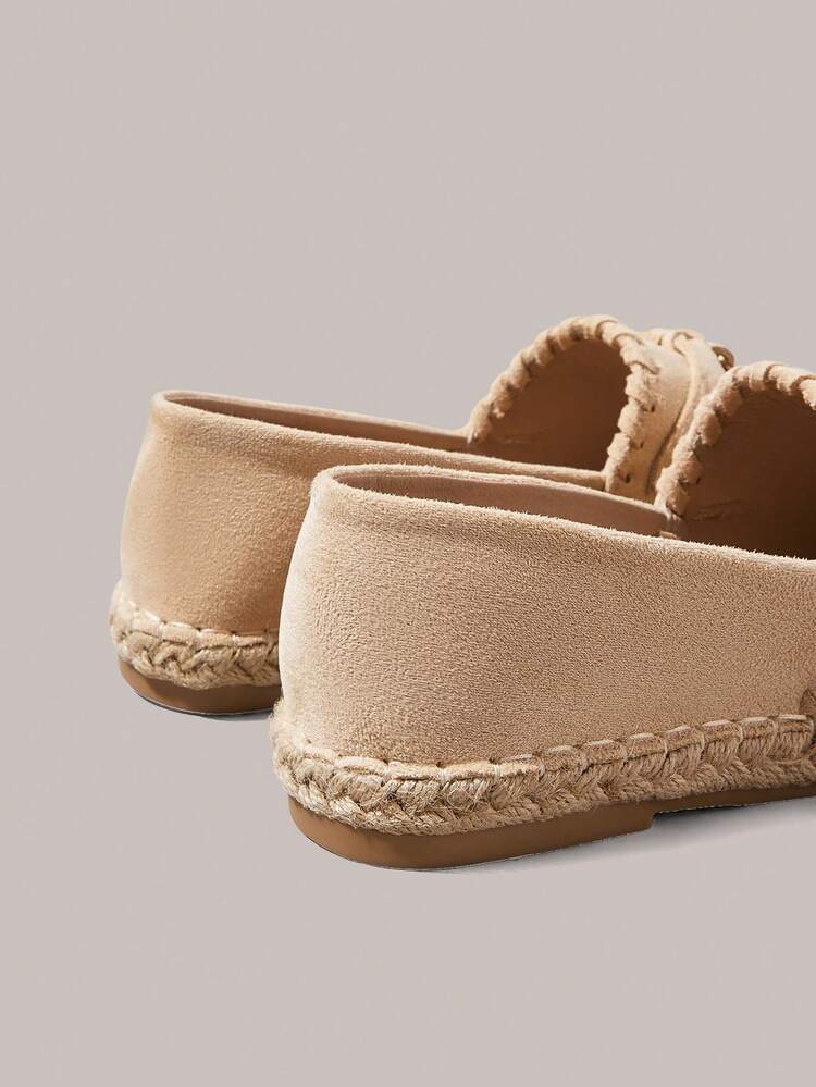 Styleloop Women Shoes Four Seasons New Light Apricot Suede Tassel Round Toe Flat Bottom Straw Shoes Simple Commuter Spring And Summer Suitable For Daily C - Light apricot - View 4