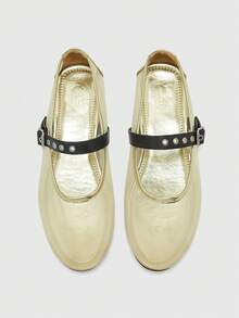 CUCCOO BIZCHIC Buckle Simple And Generous Fashion Versatile Casual Walking Workplace Commuter Women Flat Shoes - Gold. - View 10