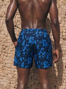 Manfinity KASUA Bañadores de hombre con cordón y estampado para vacaciones en la playa - Azul - Ver 2