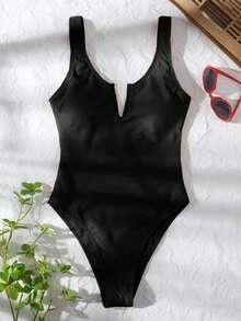 Vaytide Bañador una pieza de corte V - Negro - Ver 6