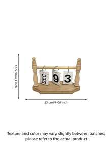 Zazumi 1pc 23cm Vintage Wooden Flip Perpetual Calendar, Simple Desktop Date Display Ornament, Manual Desk Calendar Photo Prop For Home, Office, Study Room, Dorm, Bookshelf Decor & Gift - multicolor - View 12