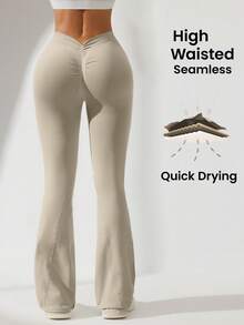 Eassivo Eassivo Pantalón de chándal plisado ajustado de color liso, de uso casual para todos los días - Camel - Ver 6
