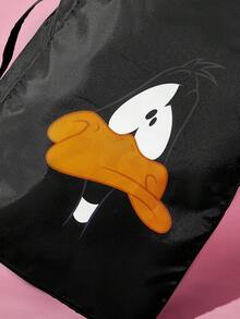LOONEY TUNES X SHEIN 卡通旅行收納袋 適用於學生/成人，衣物/化妝品收納袋，3款可選，單件/套組販售，附拉鍊與提把 - 黃黑灰 - 查看 7