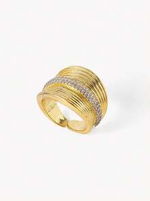 Opalesca Anillo de diseño micro-set - Dorado - Ver 8