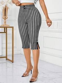 SHEIN Lady 女款格紋高腰休閒百搭日常穿著緊身內搭短褲 - 彩色 - 查看 5