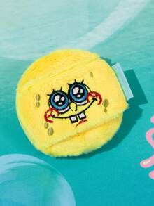 SpongeBob SquarePants | SHEIN 卡通黃色方塊角色絨毛粉撲，蓬鬆化妝粉撲，適用於散粉、定妝粉與粉餅，溫和不刺激肌膚，適合日常化妝與旅行使用 - 黃色 - 查看 5