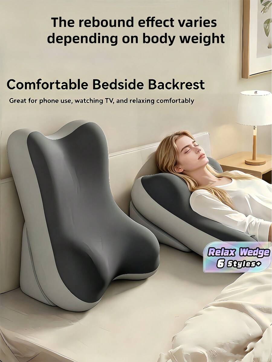 1PC Adjustable Detachable Ergonomic Memory Foam Backrest Pillow Bed Wedge Pillow With Leg Elevation Wedge Inclined Support For Back Support Reading On Bed Sofa Travel Home Bedroom Essential - one-size - View 1